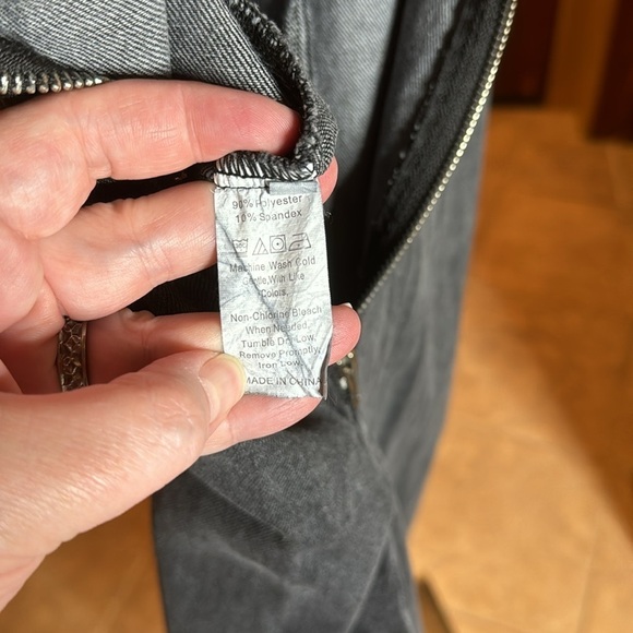 Ruffled Jumpsuit Wide Leg Washed Black Denim Size Small - Picture 5 of 7